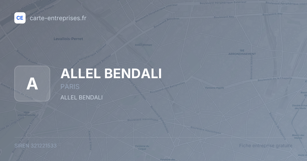 ALLEL BENDALI — 321221533 — fiche entreprise