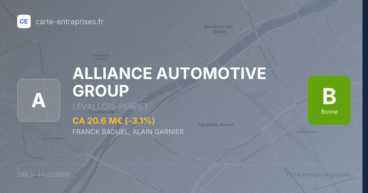 ALLIANCE AUTOMOTIVE GROUP — 491859989 — fiche entreprise