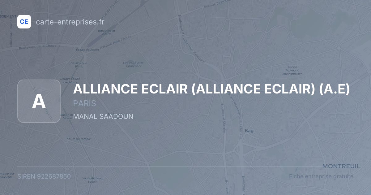 ALLIANCE ECLAIR (ALLIANCE ECLAIR) (A.E) — 922687850 — fiche entreprise