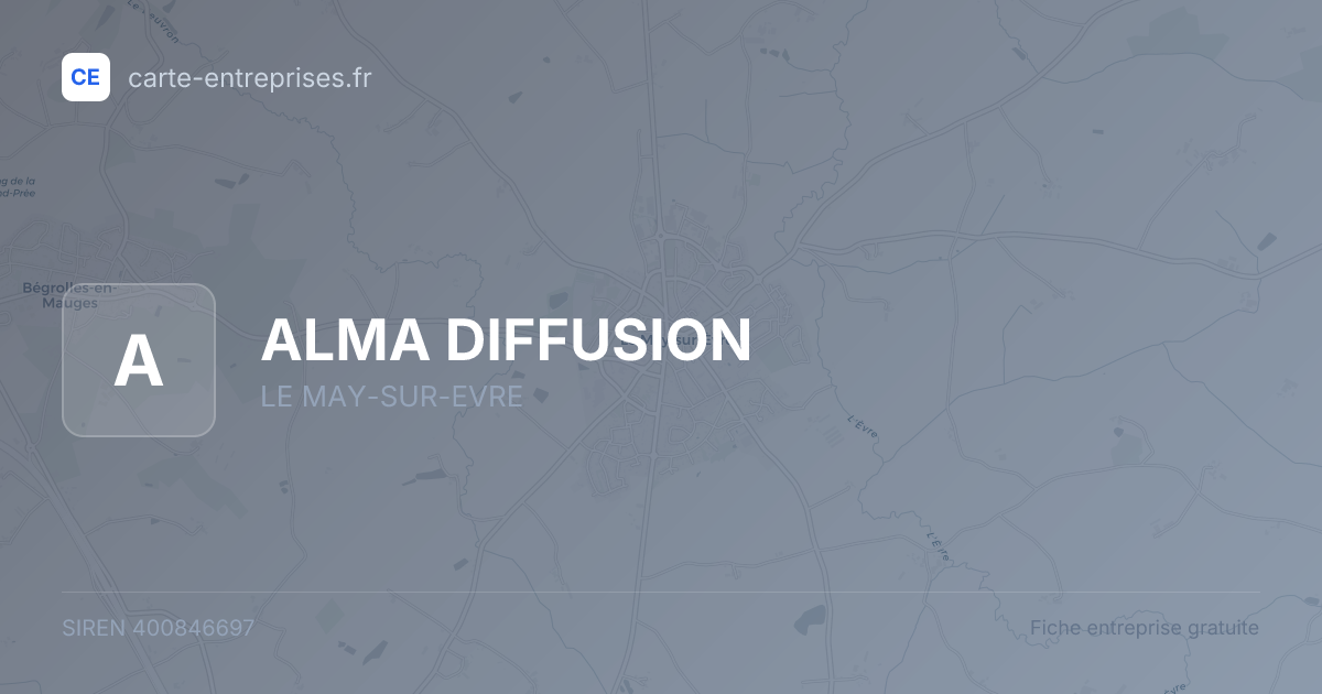 ALMA DIFFUSION — 400846697 — fiche entreprise