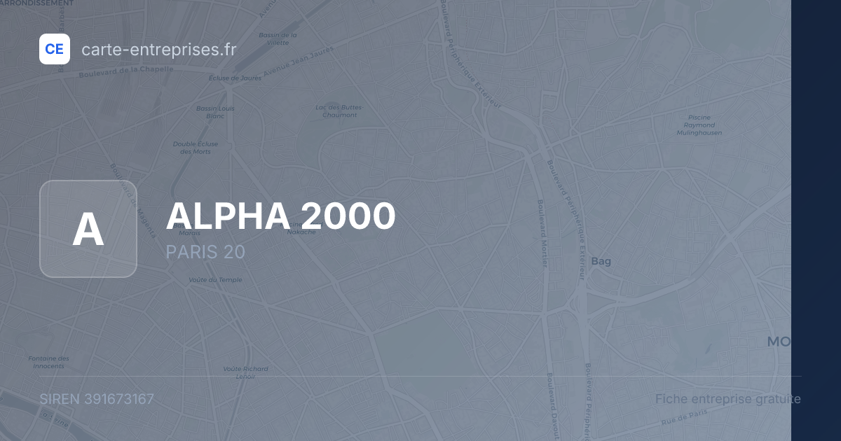 ALPHA 2000 — 391673167 — fiche entreprise