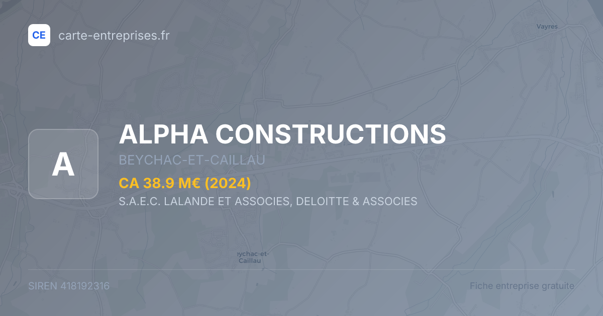 ALPHA CONSTRUCTIONS — 418192316 — fiche entreprise