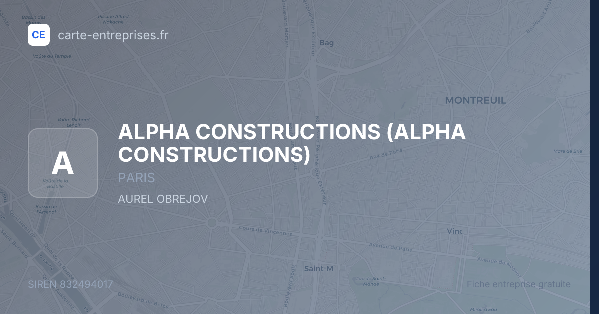 ALPHA CONSTRUCTIONS — 832494017 — fiche entreprise