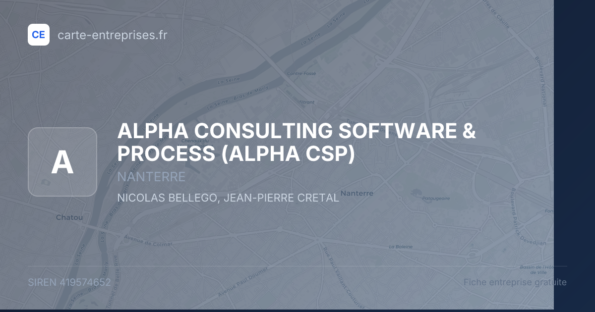 ALPHA CONSULTING SOFTWARE & PROCESS (ALPHA CSP) — 419574652 — fiche entreprise