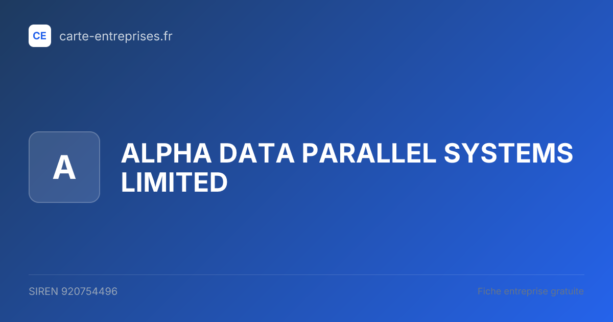 ALPHA DATA PARALLEL SYSTEMS LIMITED — 920754496 — fiche entreprise