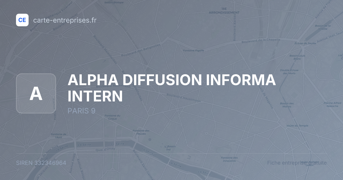ALPHA DIFFUSION INFORMA INTERN — 332346964 — fiche entreprise