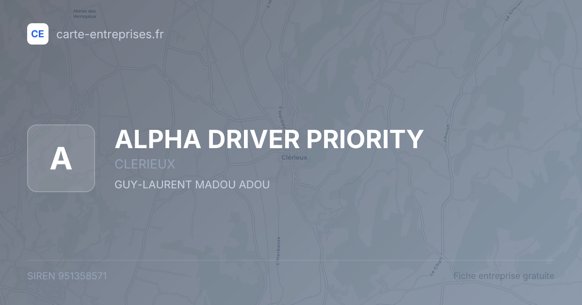 ALPHA DRIVER PRIORITY — 951358571 — fiche entreprise