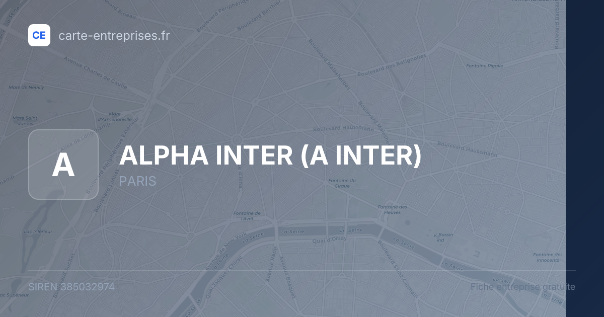 ALPHA INTER (A INTER) — 385032974 — fiche entreprise