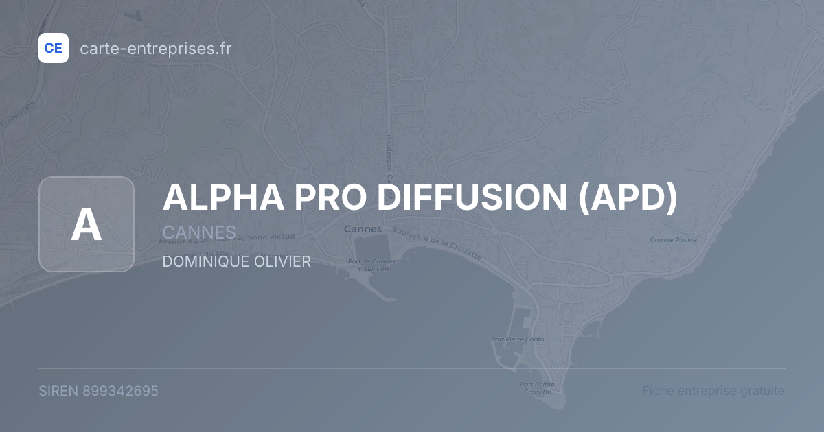 ALPHA PRO DIFFUSION (APD) — 899342695 — fiche entreprise