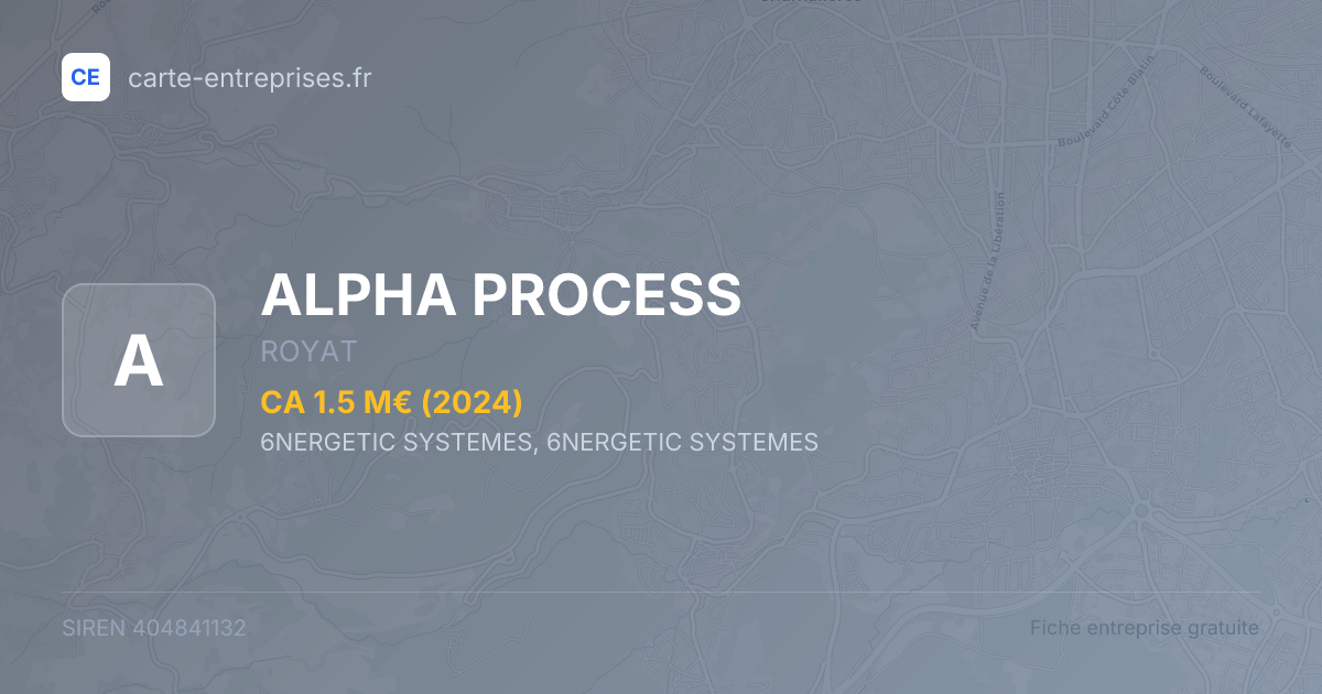 ALPHA PROCESS — 404841132 — fiche entreprise