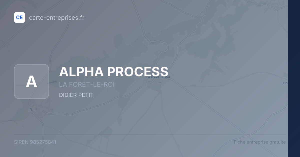 ALPHA PROCESS — 985275841 — fiche entreprise