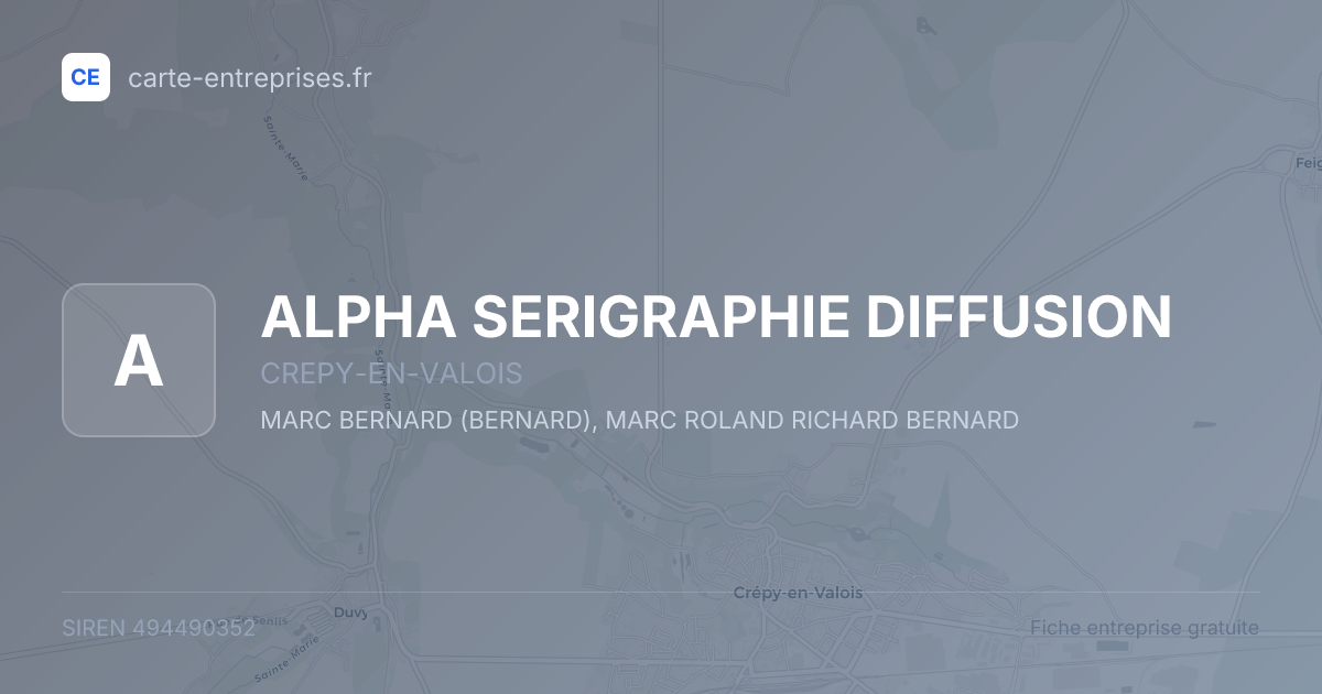 ALPHA SERIGRAPHIE DIFFUSION — 494490352 — fiche entreprise