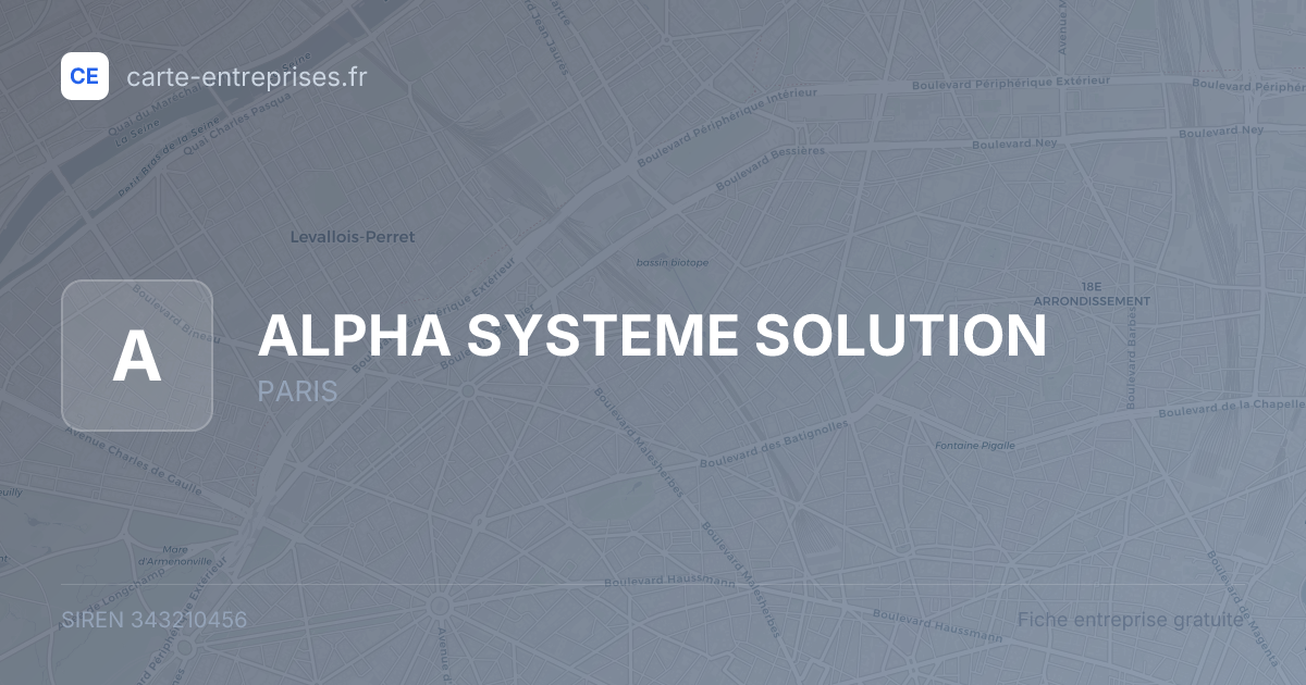 ALPHA SYSTEME SOLUTION — 343210456 — fiche entreprise