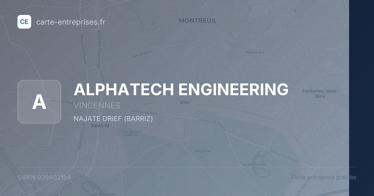 ALPHATECH ENGINEERING — 929402154 — fiche entreprise