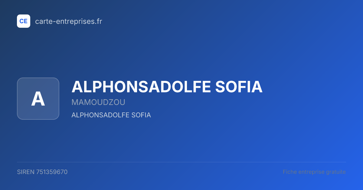 ALPHONSADOLFE SOFIA — 751359670 — fiche entreprise