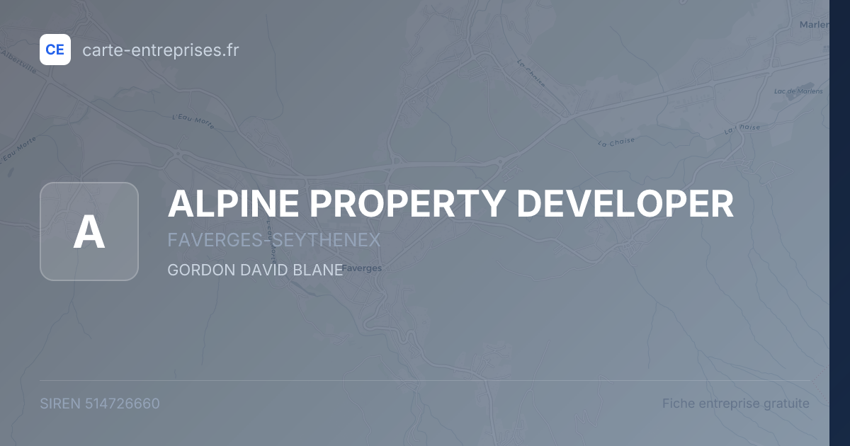ALPINE PROPERTY DEVELOPER — 514726660 — fiche entreprise