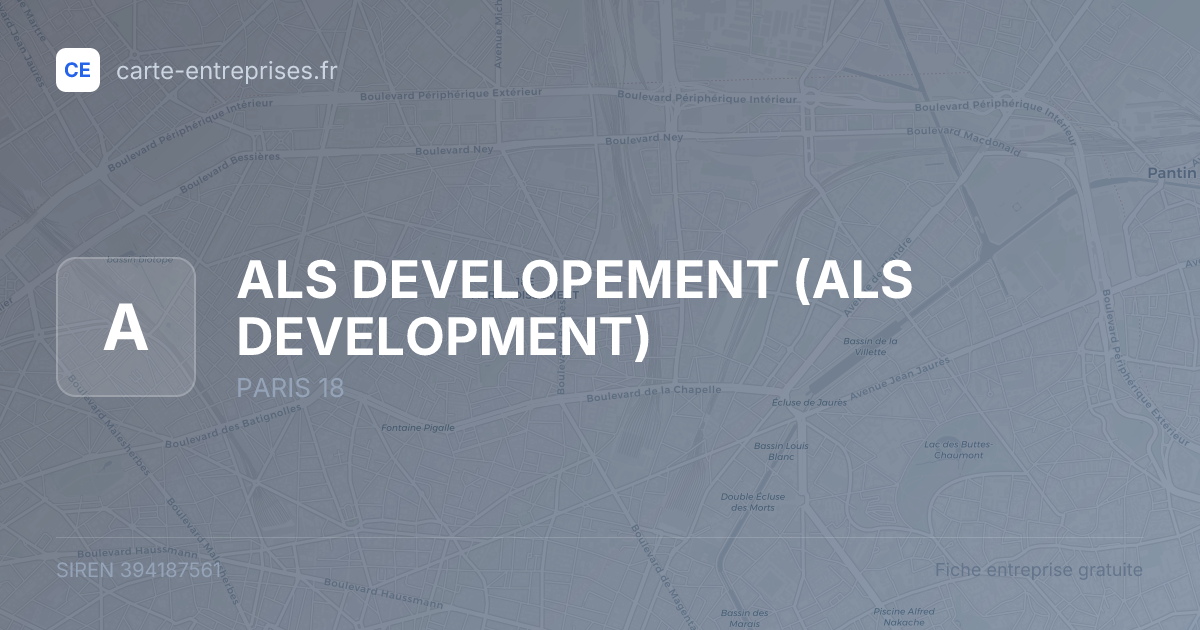 ALS DEVELOPEMENT (ALS DEVELOPMENT) — 394187561 — fiche entreprise