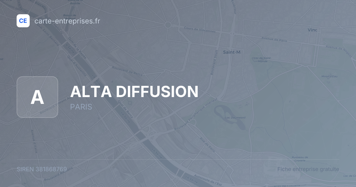 ALTA DIFFUSION — 381868769 — fiche entreprise