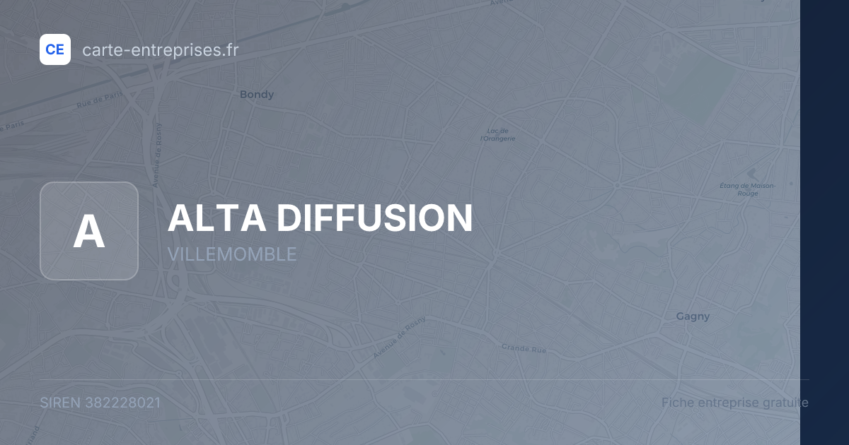 ALTA DIFFUSION — 382228021 — fiche entreprise