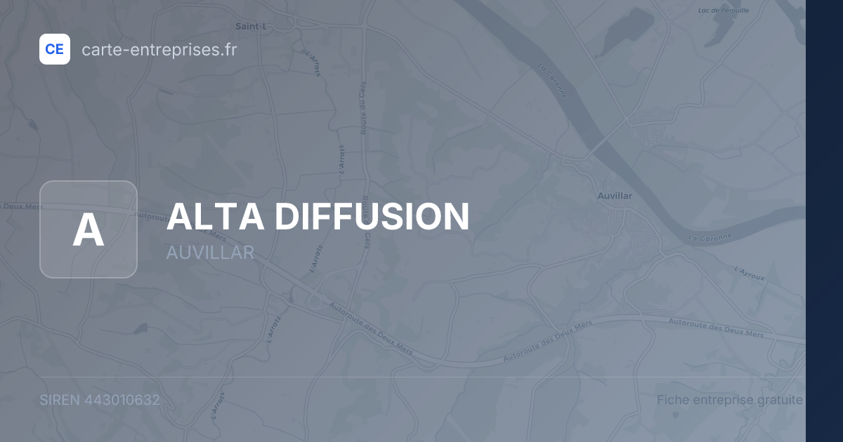 ALTA DIFFUSION — 443010632 — fiche entreprise