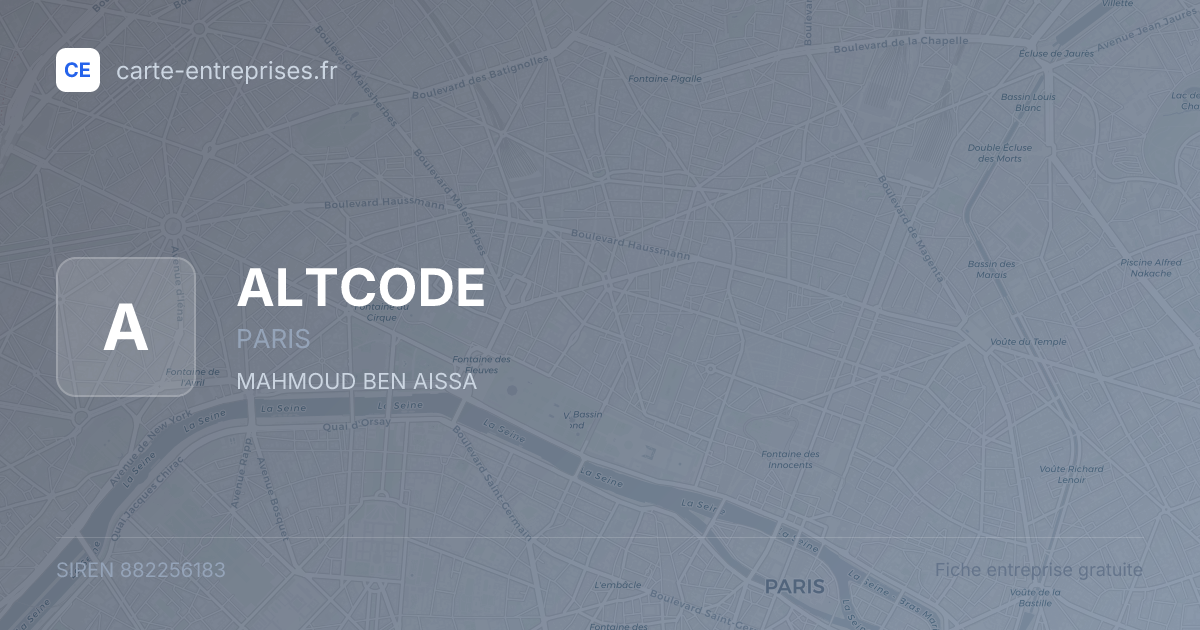 ALTCODE — 882256183 — fiche entreprise
