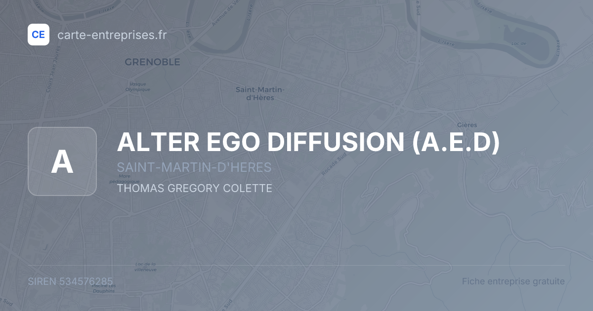 ALTER EGO DIFFUSION (A.E.D) — 534576285 — fiche entreprise