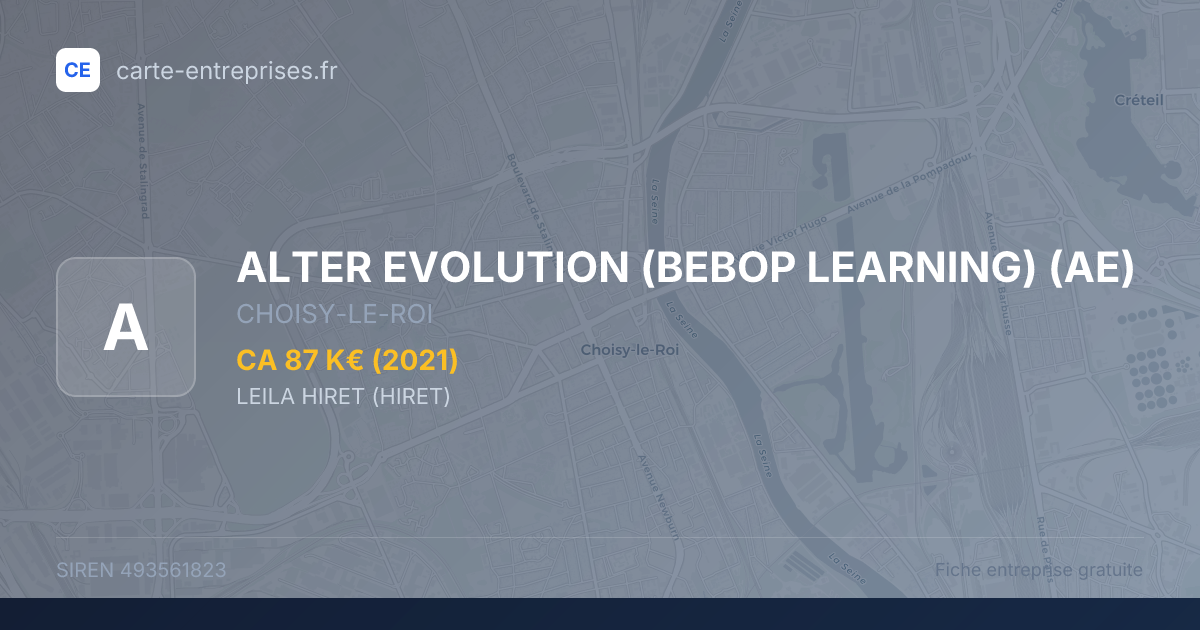 ALTER EVOLUTION (BEBOP LEARNING) (AE) — 493561823 — fiche entreprise