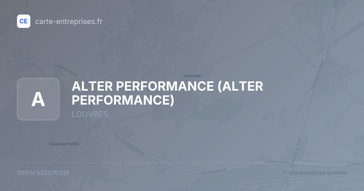 ALTER PERFORMANCE — 532076338 — fiche entreprise