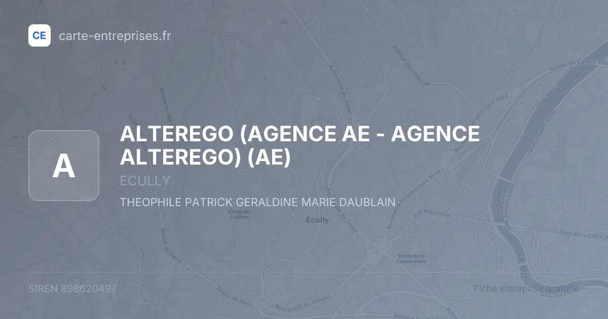 ALTEREGO (AGENCE AE - AGENCE ALTEREGO) (AE) — 898620497 — fiche entreprise