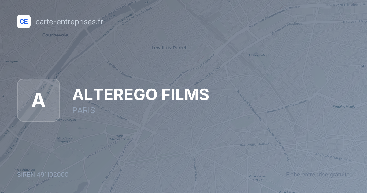 ALTEREGO FILMS — 491102000 — fiche entreprise