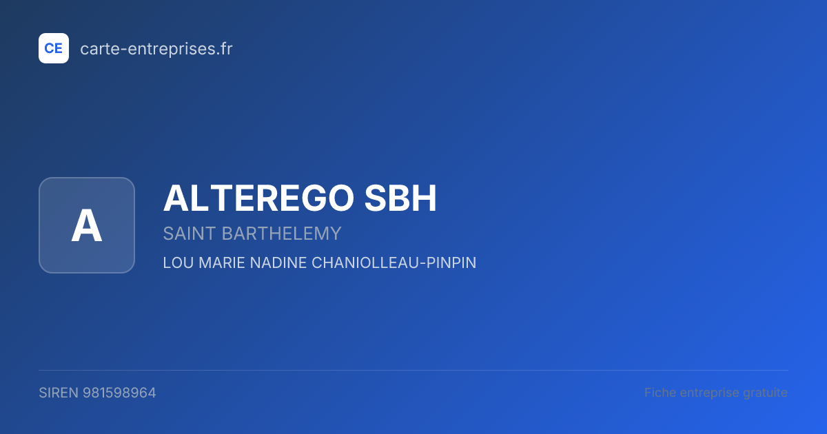 ALTEREGO SBH — 981598964 — fiche entreprise