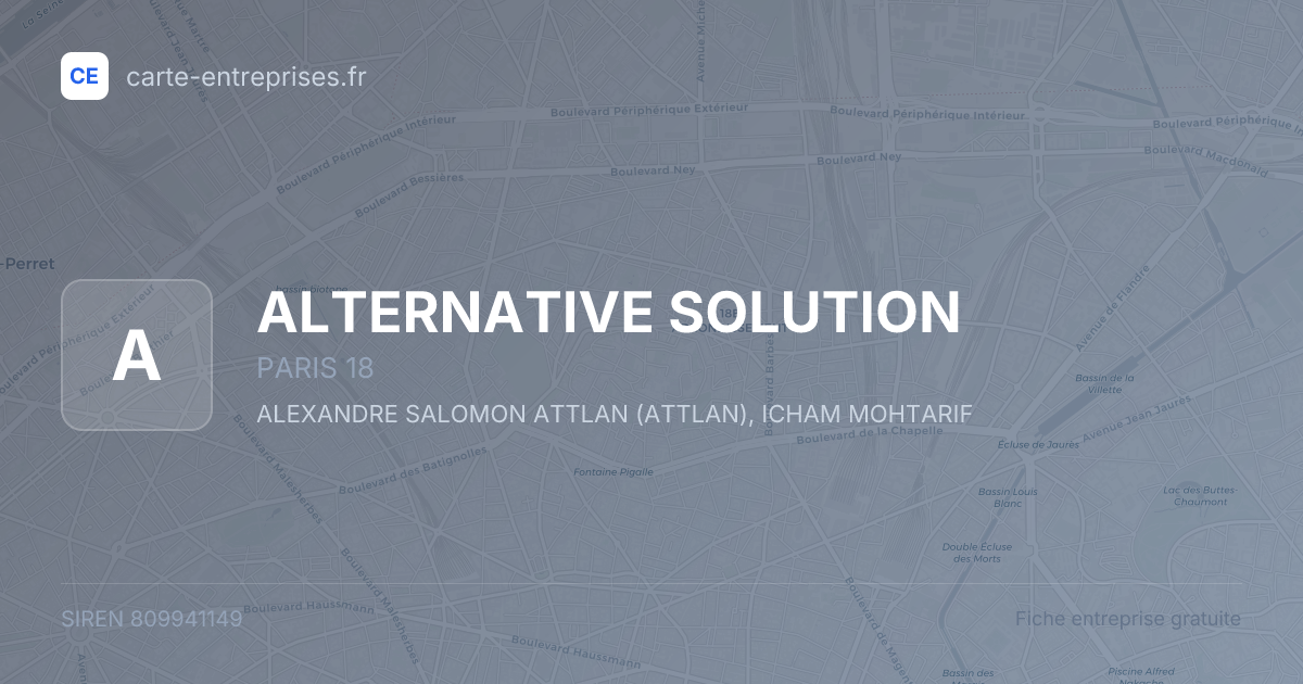 ALTERNATIVE SOLUTION — 809941149 — fiche entreprise