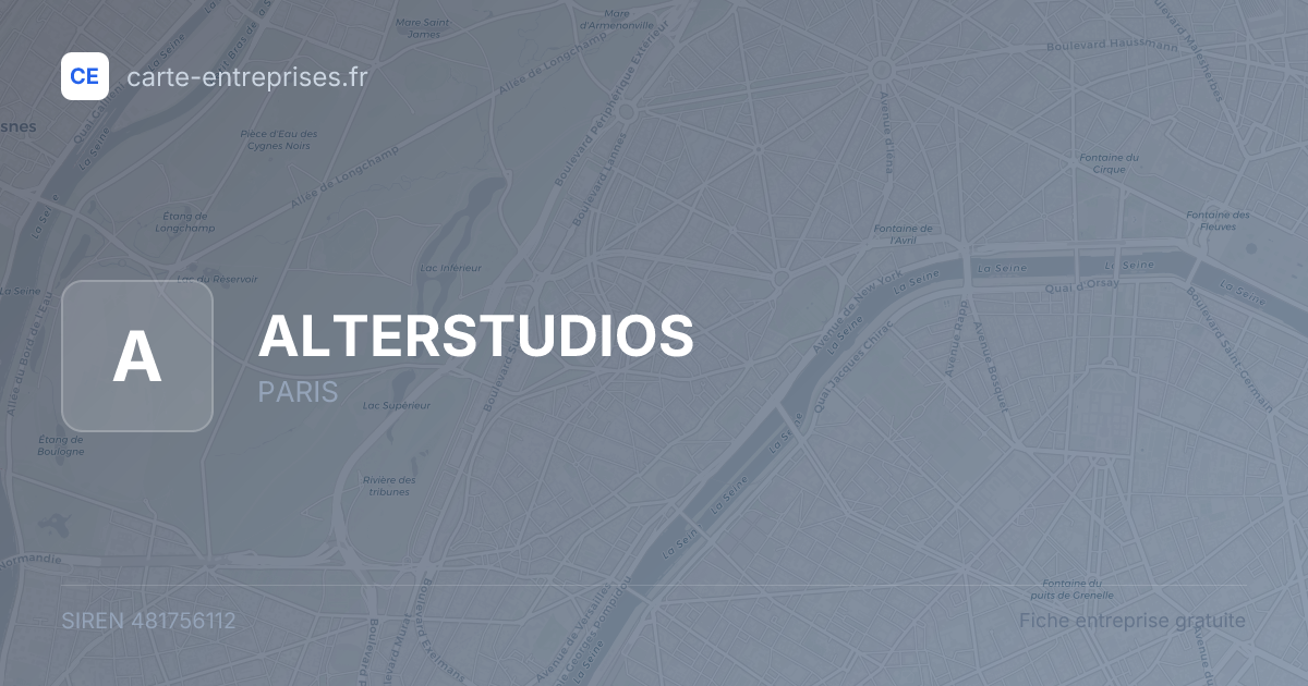 ALTERSTUDIOS — 481756112 — fiche entreprise