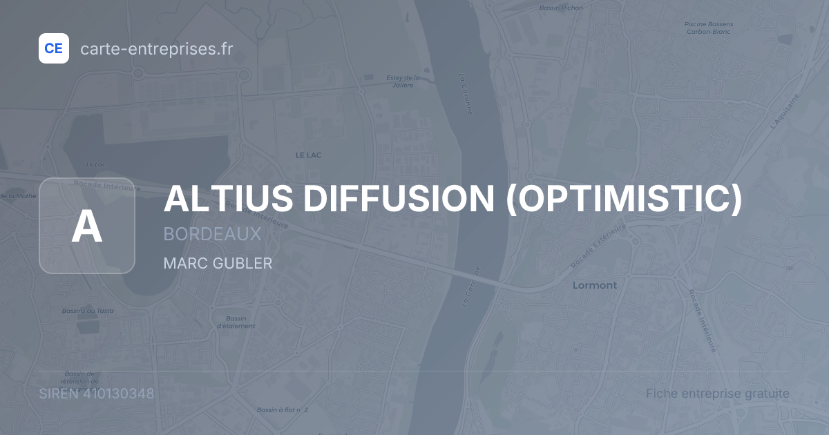 ALTIUS DIFFUSION (OPTIMISTIC) — 410130348 — fiche entreprise