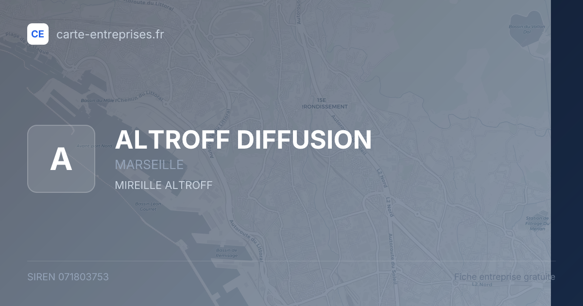 ALTROFF DIFFUSION — 071803753 — fiche entreprise
