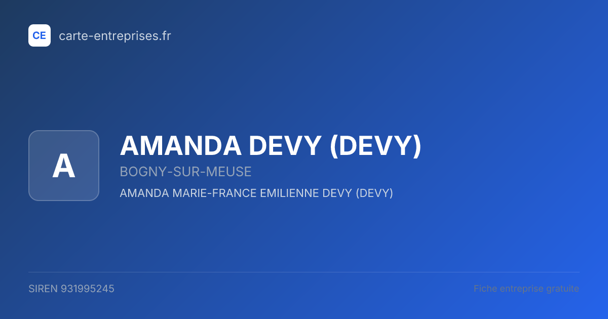 AMANDA DEVY (DEVY) — 931995245 — fiche entreprise