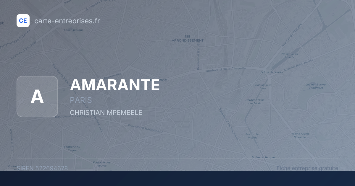 AMARANTE — 522694678 — fiche entreprise