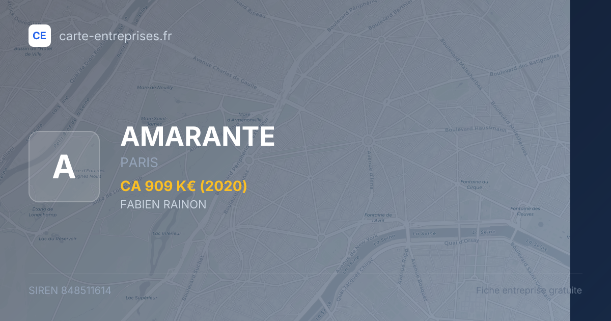AMARANTE — 848511614 — fiche entreprise