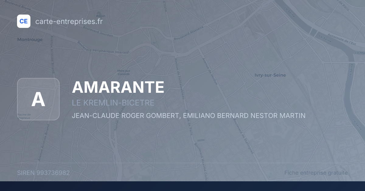 AMARANTE — 993736982 — fiche entreprise