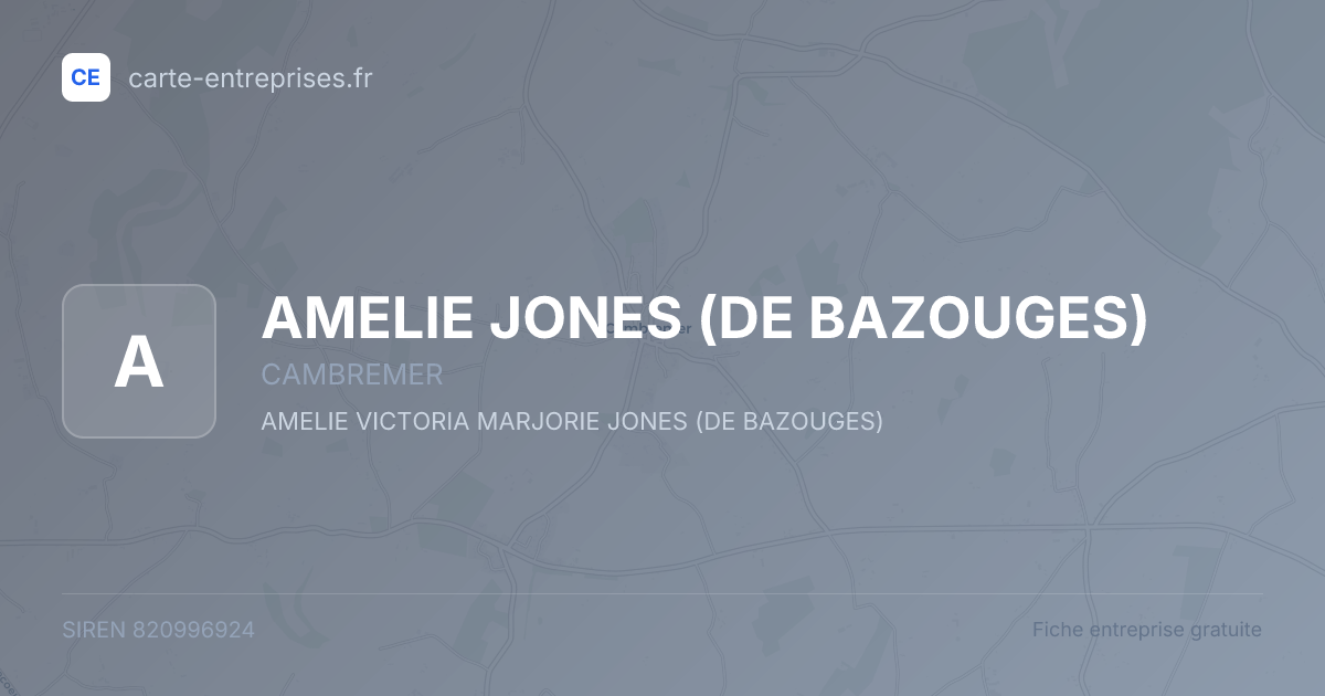 AMELIE JONES (DE BAZOUGES) — 820996924 — fiche entreprise