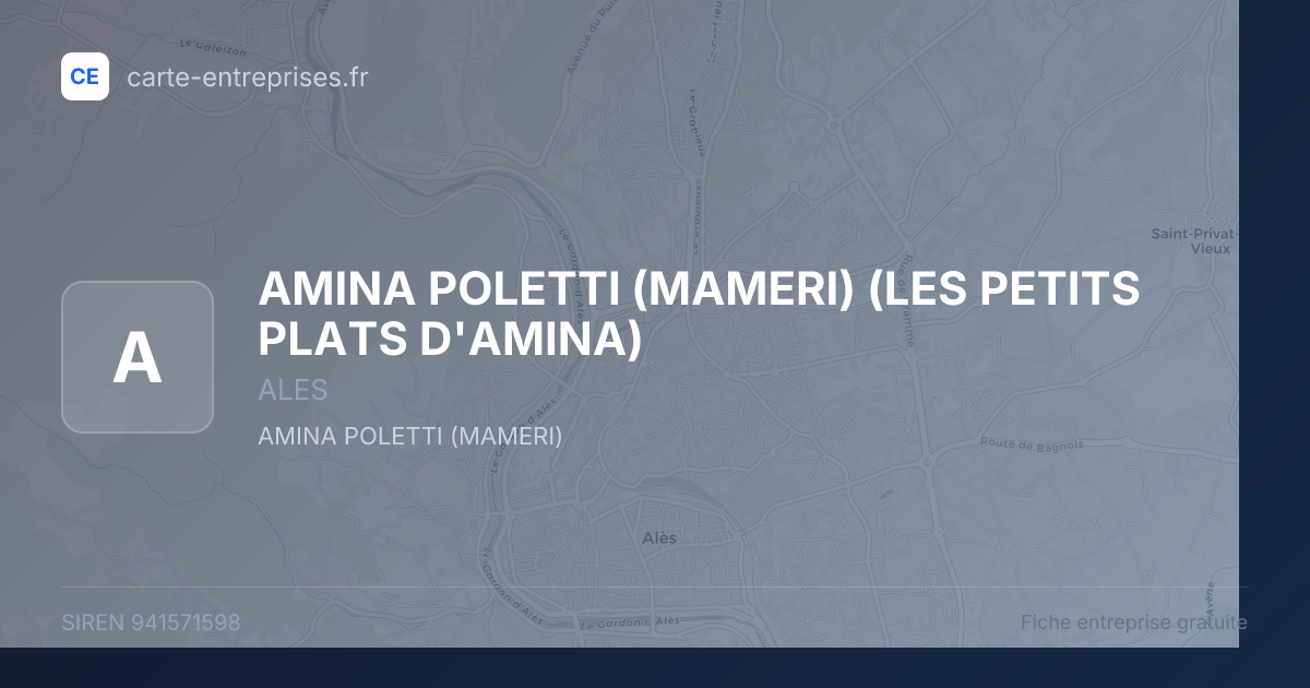 AMINA POLETTI (MAMERI) (LES PETITS PLATS D'AMINA) — 941571598 — fiche entreprise