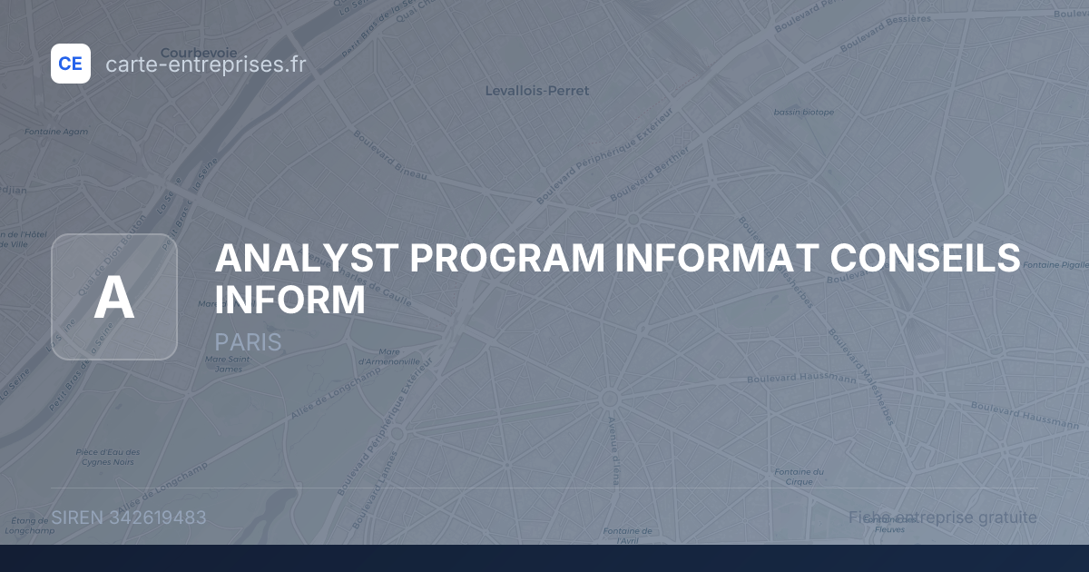 ANALYST PROGRAM INFORMAT CONSEILS INFORM — 342619483 — fiche entreprise