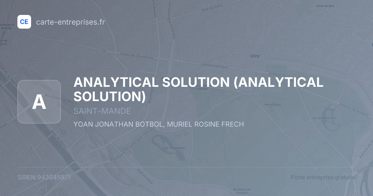 ANALYTICAL SOLUTION — 943045971 — fiche entreprise