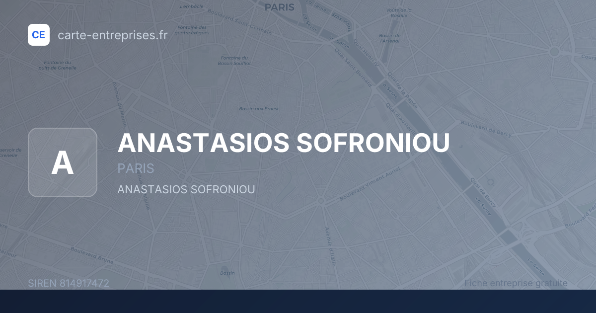 ANASTASIOS SOFRONIOU — 814917472 — fiche entreprise