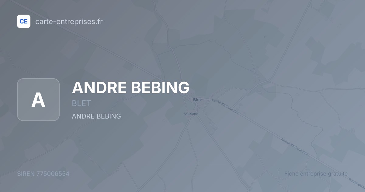 ANDRE BEBING — 775006554 — fiche entreprise