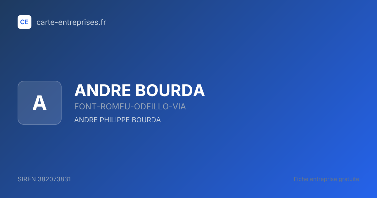ANDRE BOURDA — 382073831 — fiche entreprise