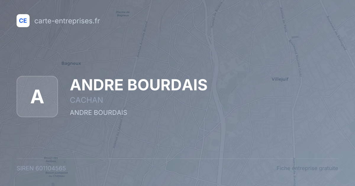 ANDRE BOURDAIS — 601104565 — fiche entreprise