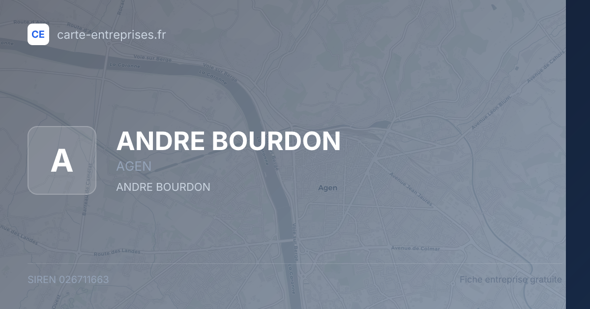 ANDRE BOURDON — 026711663 — fiche entreprise