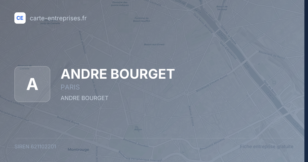 ANDRE BOURGET — 621102201 — fiche entreprise