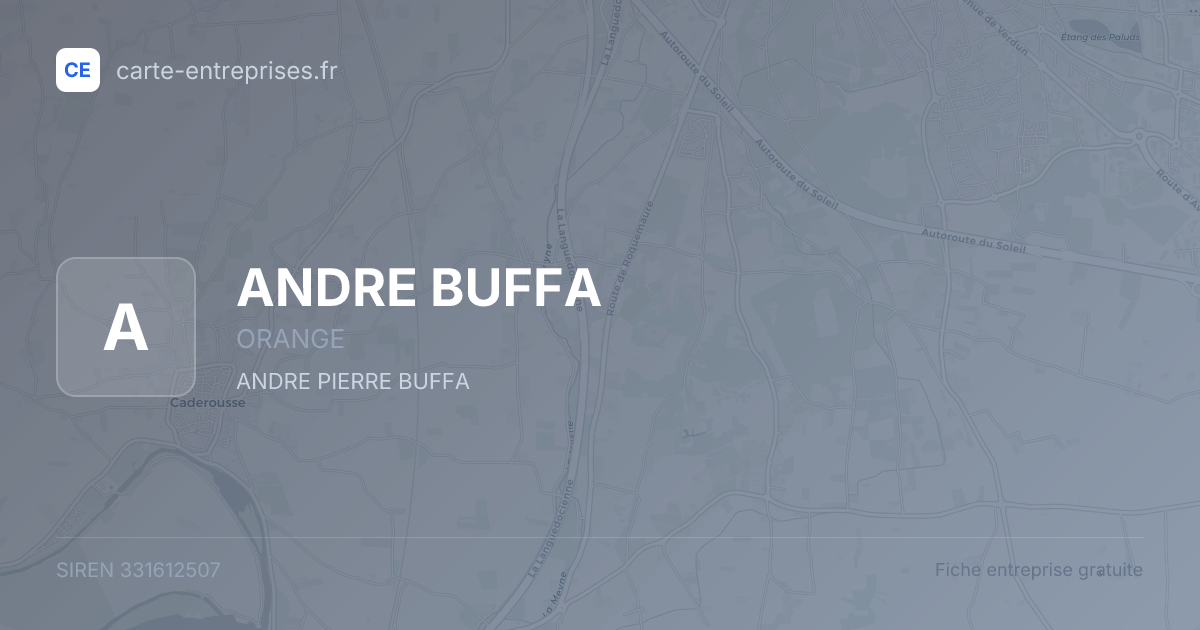 ANDRE BUFFA — 331612507 — fiche entreprise
